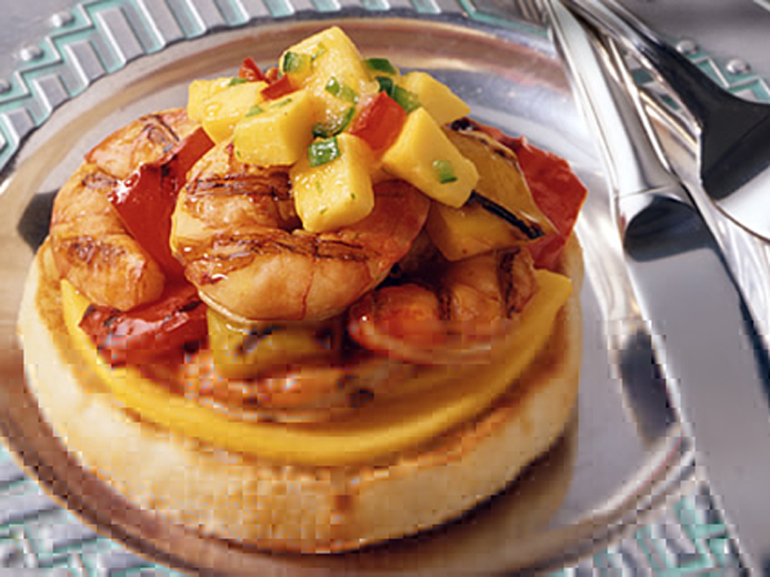 PRAWNS WITH FRUIT ON BAYS
