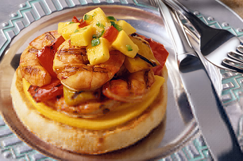 PRAWNS WITH FRUIT ON BAYS