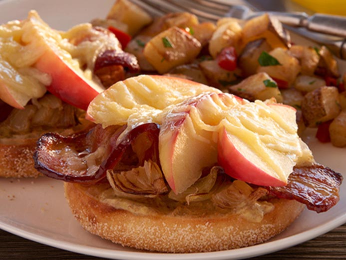 MELTED CHEESE ON FRUIT, MEAT, AND A BAYS ENGLISH MUFFIN