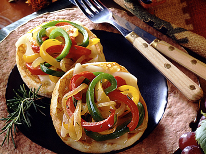 TWO BAYS COVERED WITH COLORFUL VEGGIE SLICES