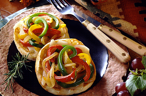 TWO BAYS COVERED WITH COLORFUL VEGGIE SLICES