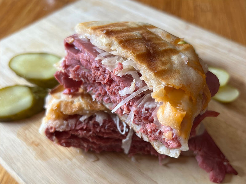 Reuben sandwich on a Bays English Muffin