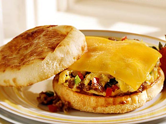 MELTED CHEESE ON EGGS OVER BAYS